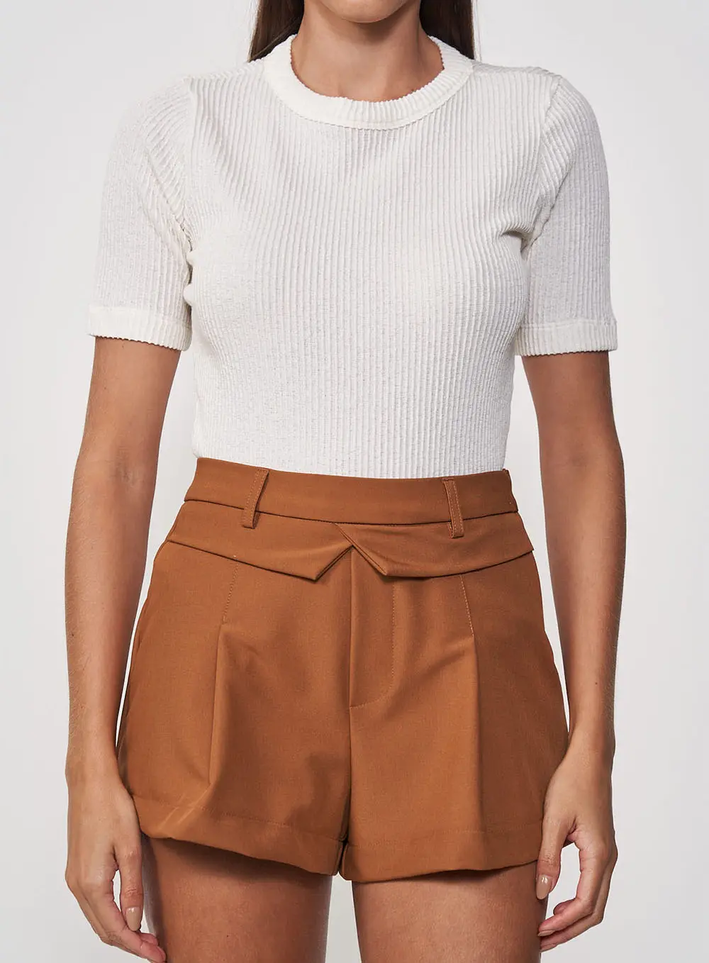 Blusa Feminina Canelada Manga Curta Off Shell