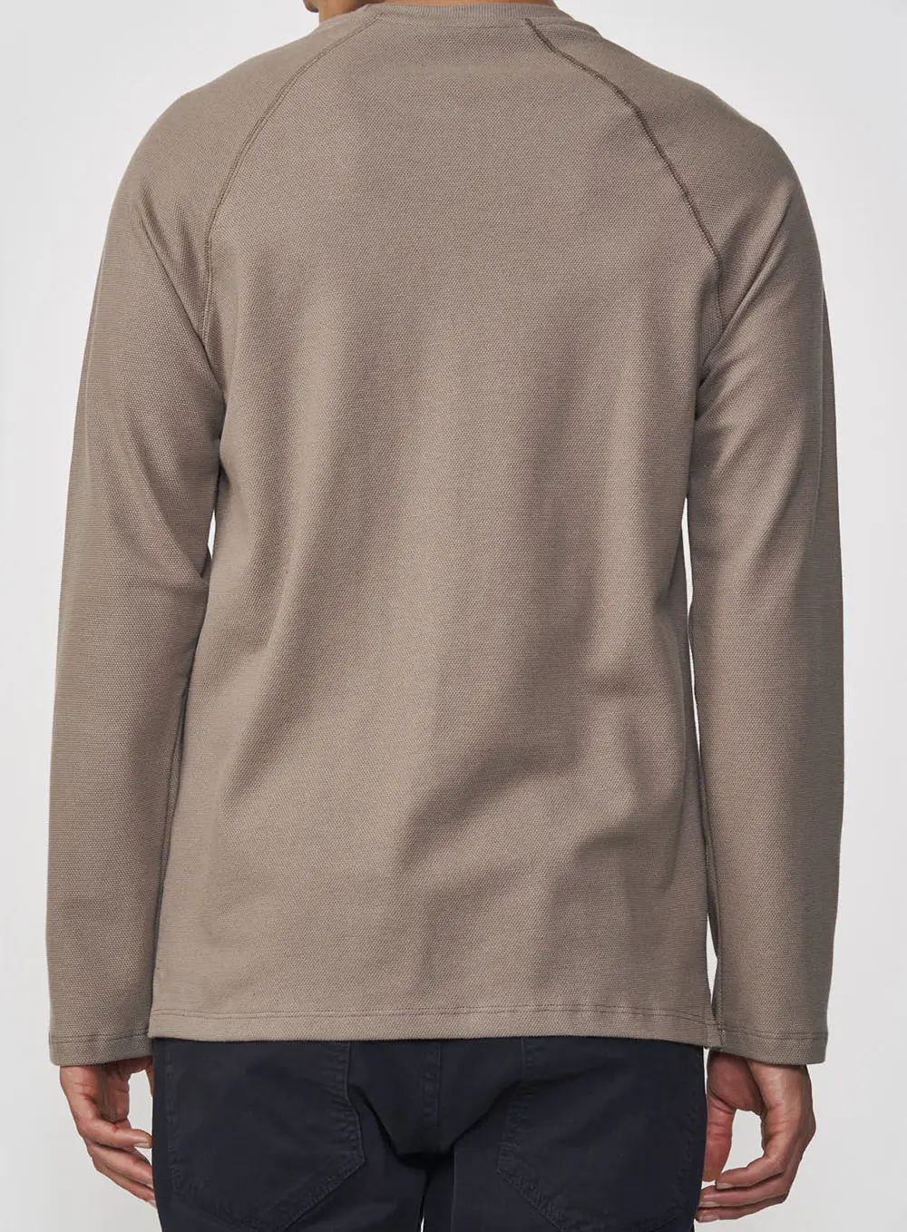 Blusão Masculino Slim Gola Redonda E Manga Longa Marrom