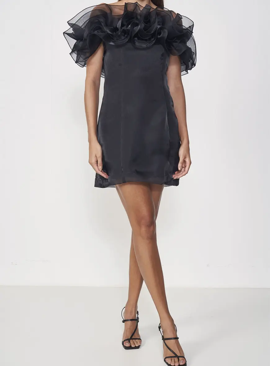 Vestido Ombro A Ombro Com Max Babados