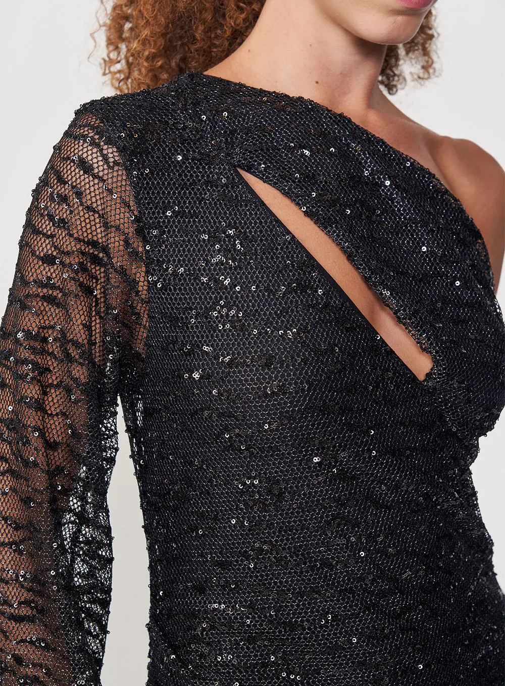 Vestido Paetês Ombro Só Preto