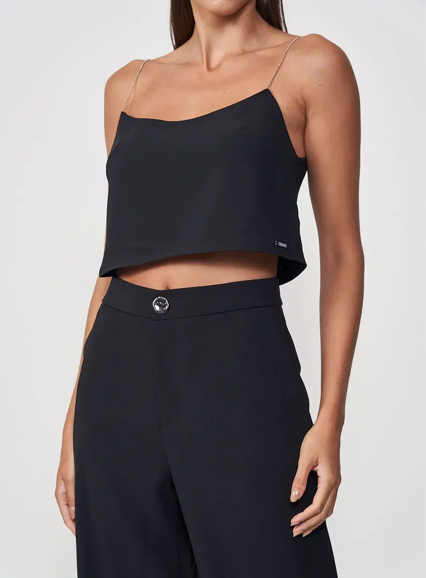 Top Com Alças De Strass