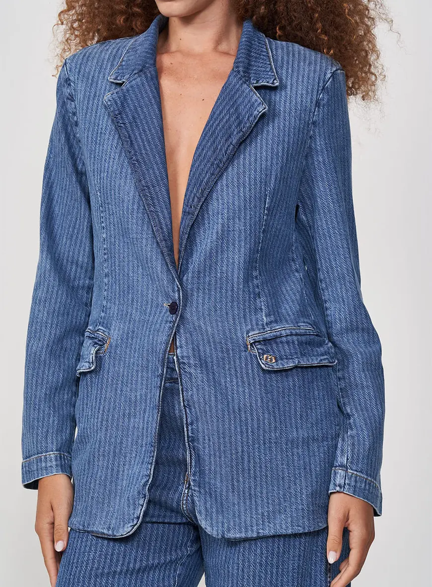 Blazer Feminino Jeans Alongado