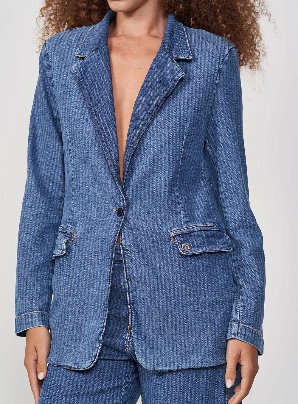 Blazer Feminino Jeans Alongado Índigo