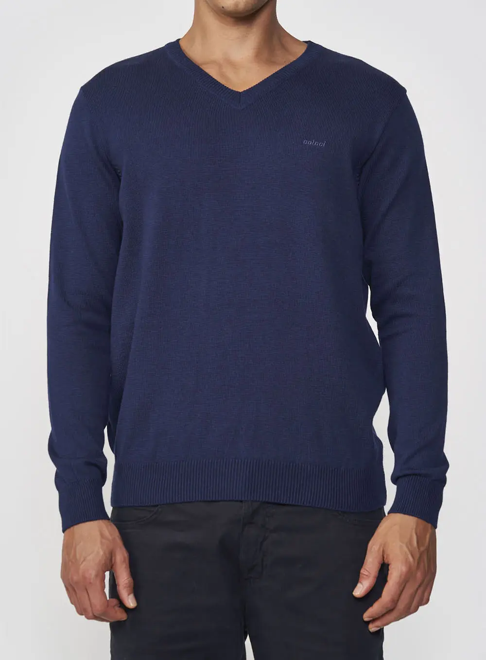 Suéter Tricô V-neck Azul