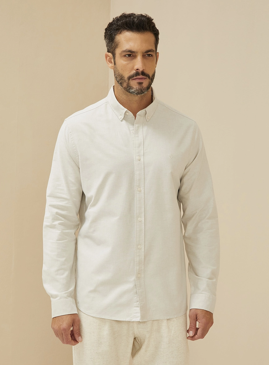 Camisa Masculina Slim Fit Manga Longa Azul