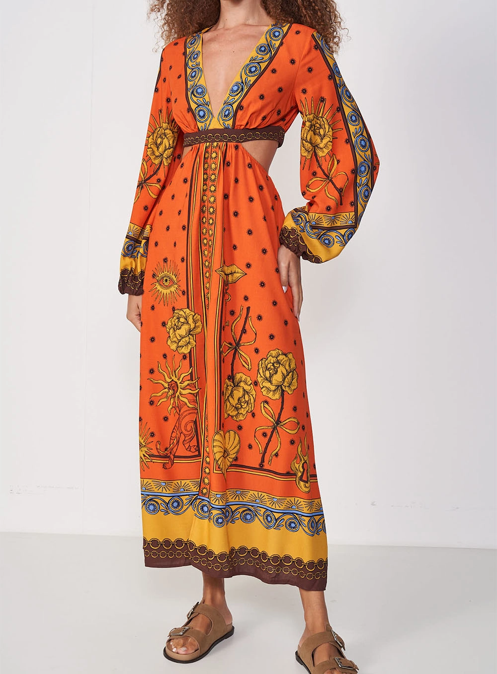 Vestido Estampado Floral Manga Longa Estampados