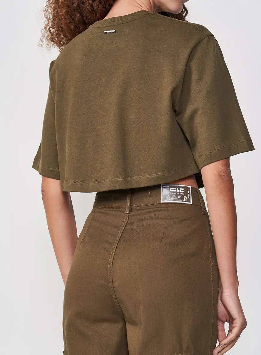 Cropped Box Com Detalhe Ombro Verde Sap 2