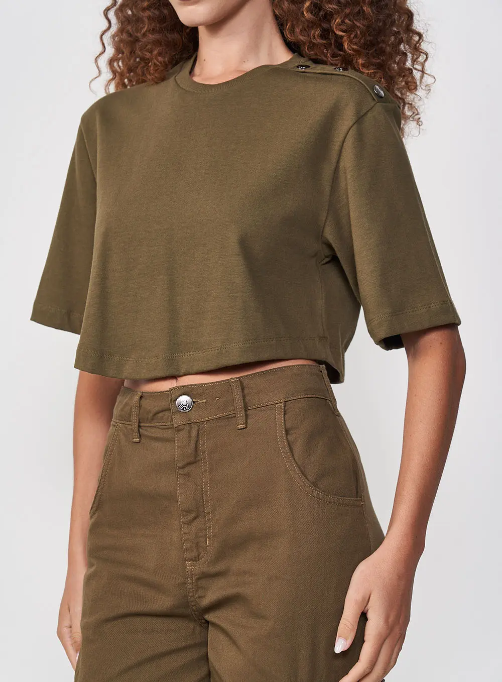 Cropped Box Com Detalhe Ombro Verde Sap 1