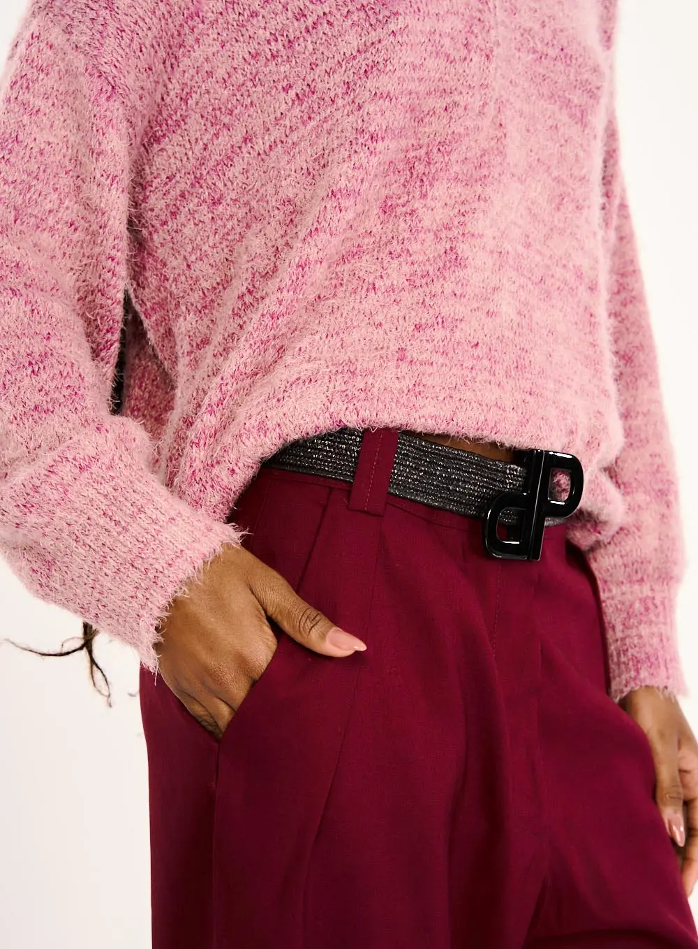 Calça Feminina Linho Com Cinto Bordo 2