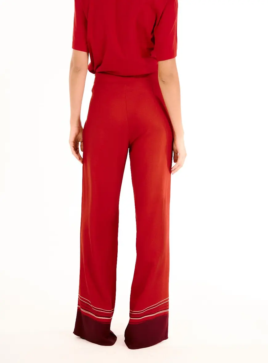 Calça Feminina Pantalona Estampada Vermelho 3