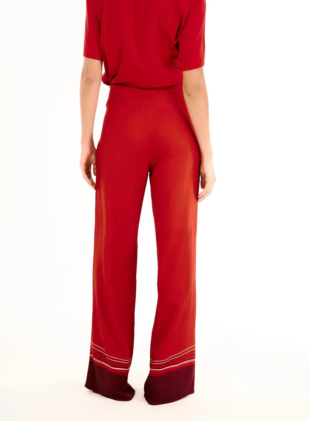 Calça Feminina Pantalona Estampada Vermelho 3