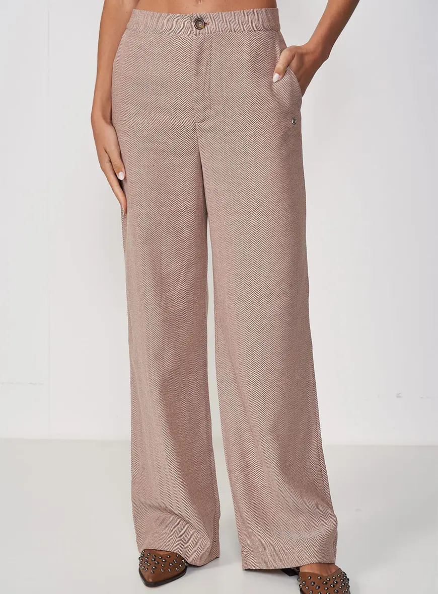 Calça Feminina Alfaiataria  Chevron Sofisticada