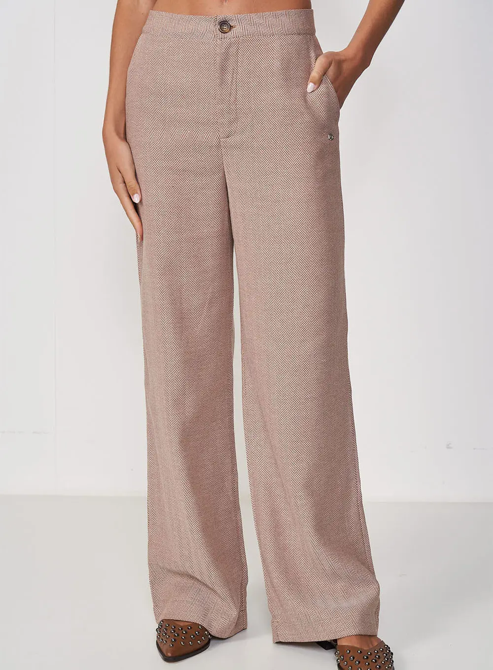Calça Feminina Alfaiataria  Chevron Sofisticada Estampados