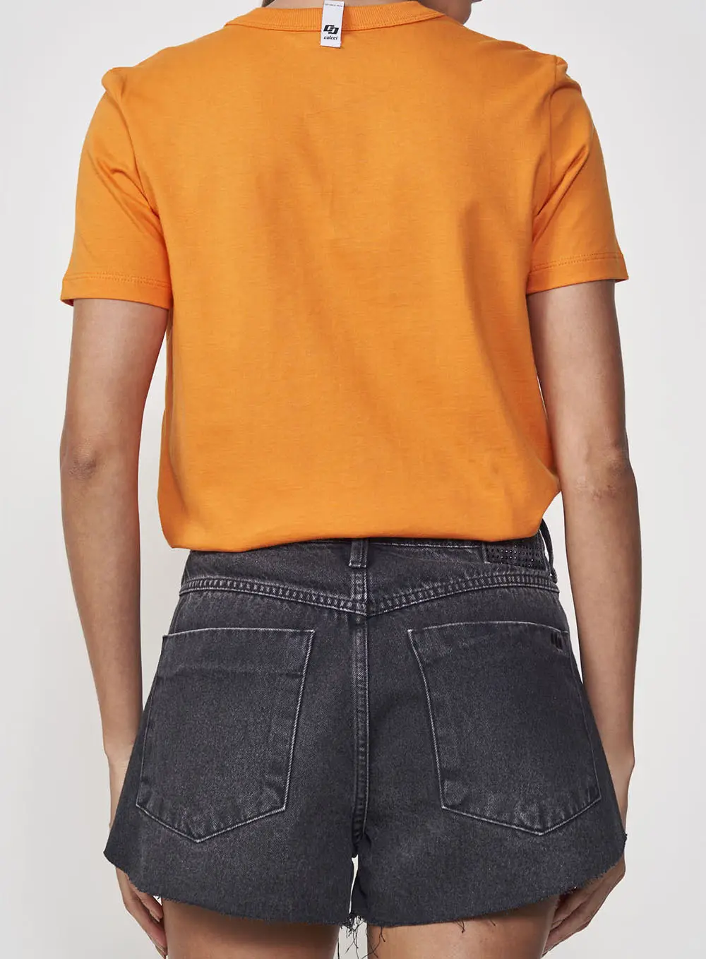 Camiseta Algodão Logo Alto Relevo Laranja Salmona