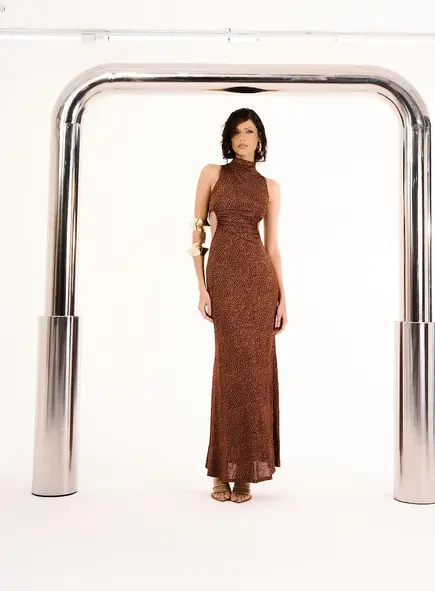 Vestido Mini Leopardo Com Detalhe Lateral