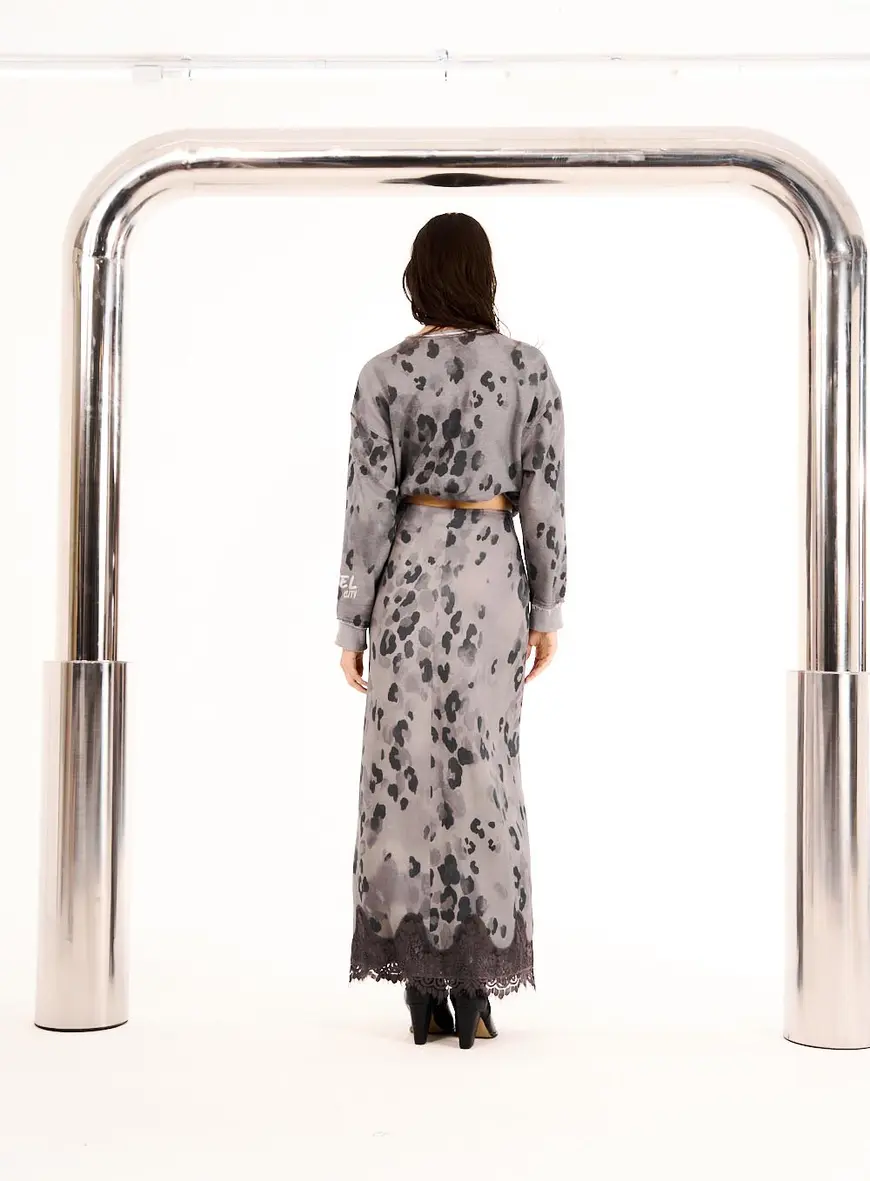 Saia Midi Com Estampa Rebel Feline Estampados 3