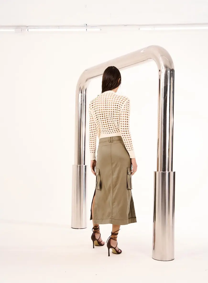 Saia Midi Cargo Com Fenda Verde 4