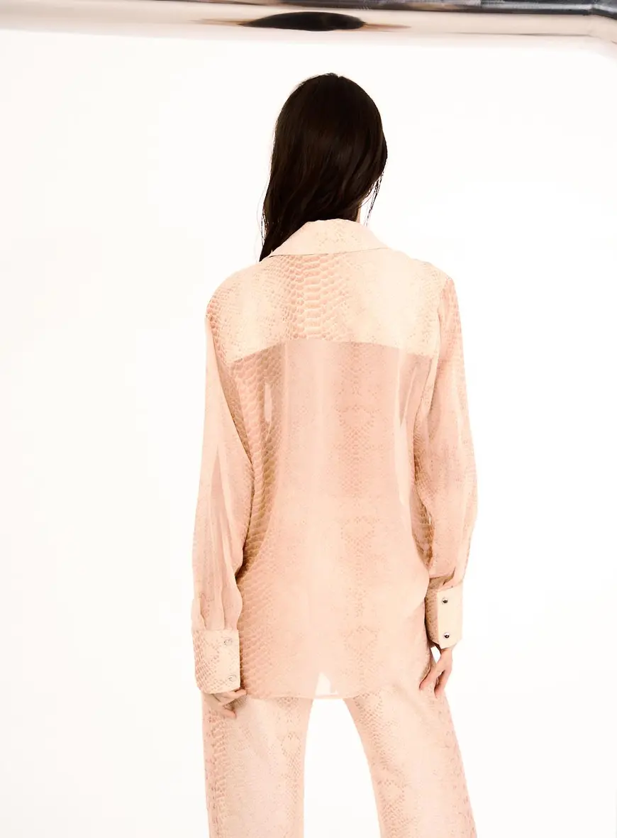 Camisa Feminina Oversized Estampa Rose Python Estampados 3