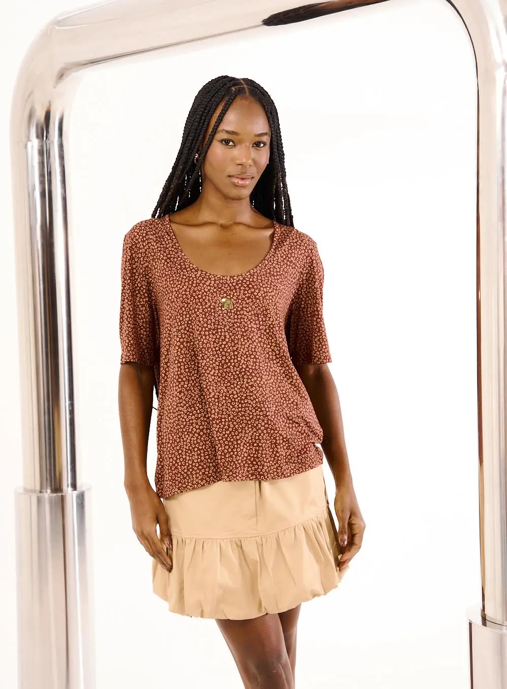 Blusa Feminina Comfort Estampa De Mini Leopardo Estampados 1