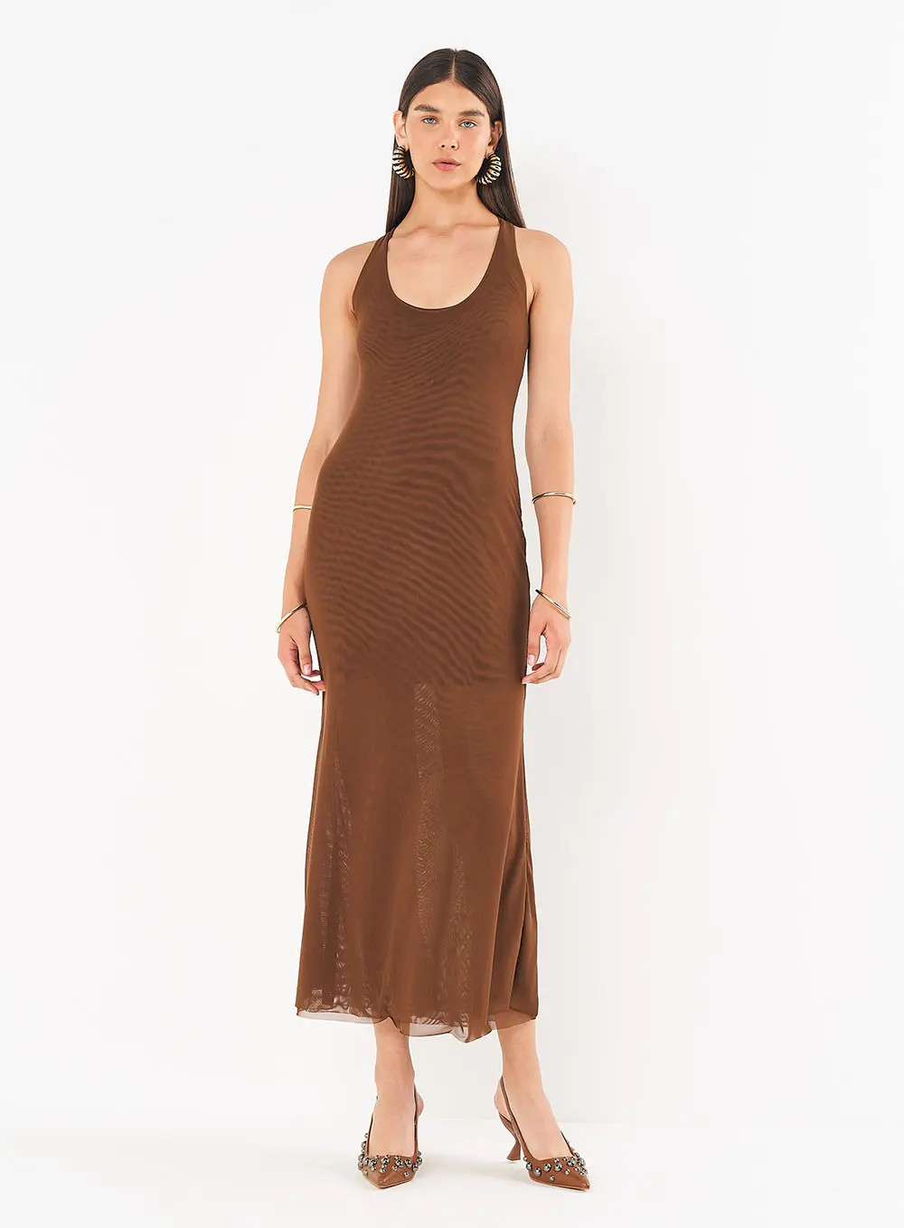 Vestido Bruma De Café Marrom