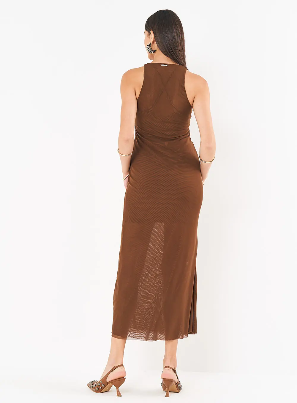 Vestido Bruma De Café Marrom