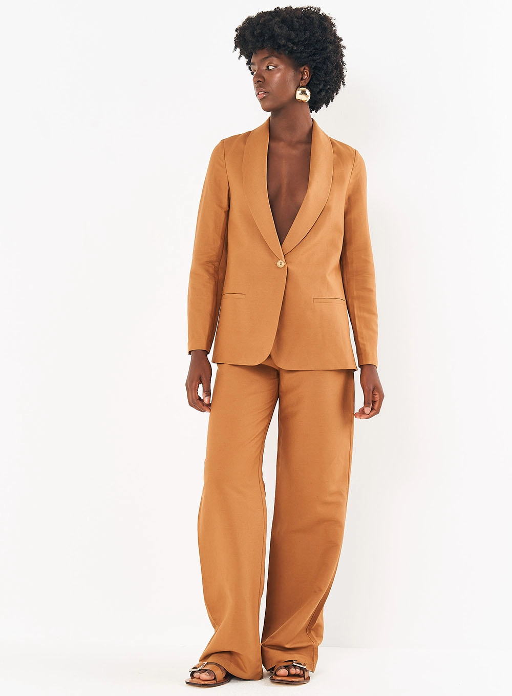 Blazer Alfaiataria Feminino Acinturado Marrom Evermore