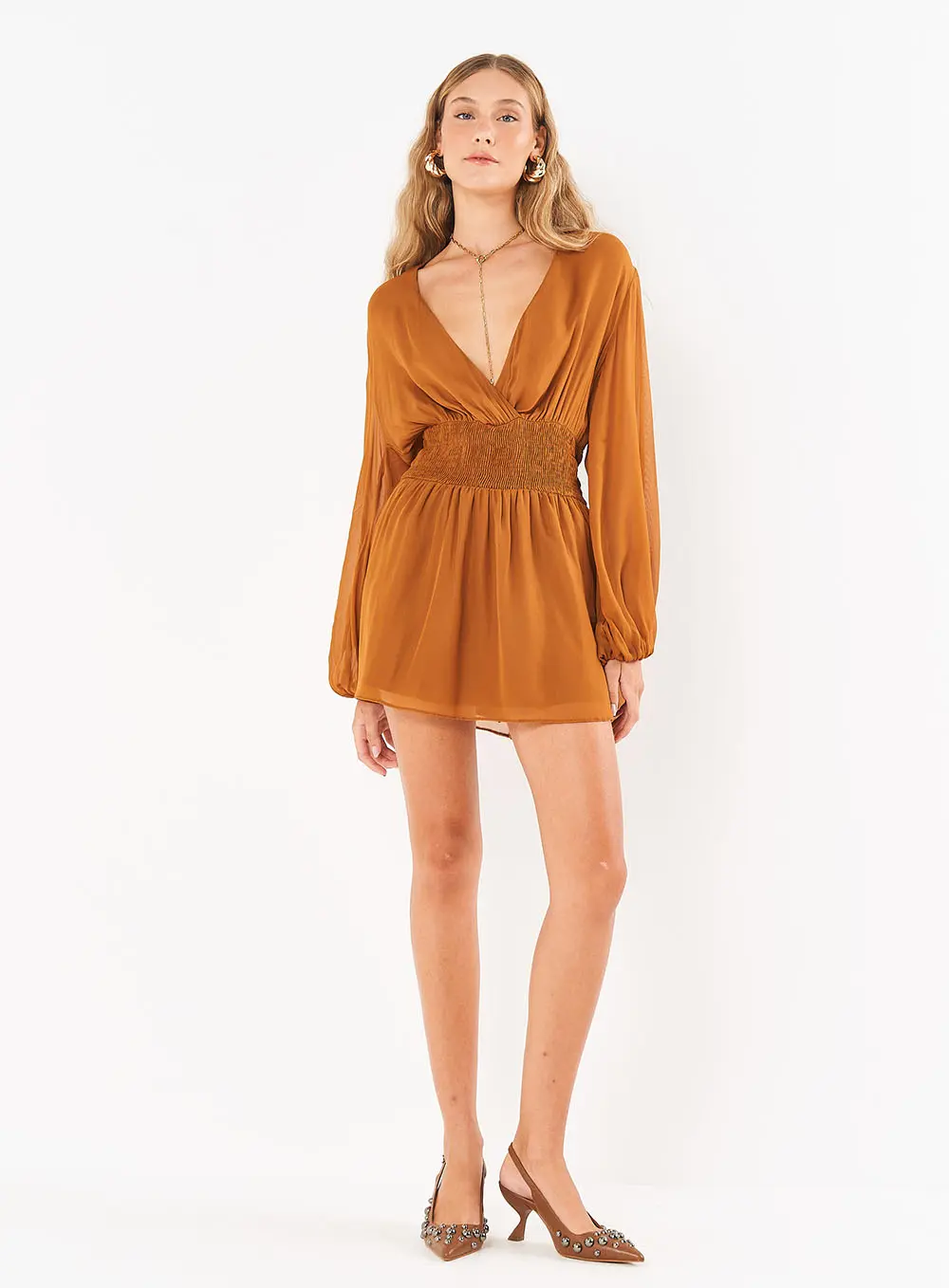 Vestido Sol Dourado Marrom