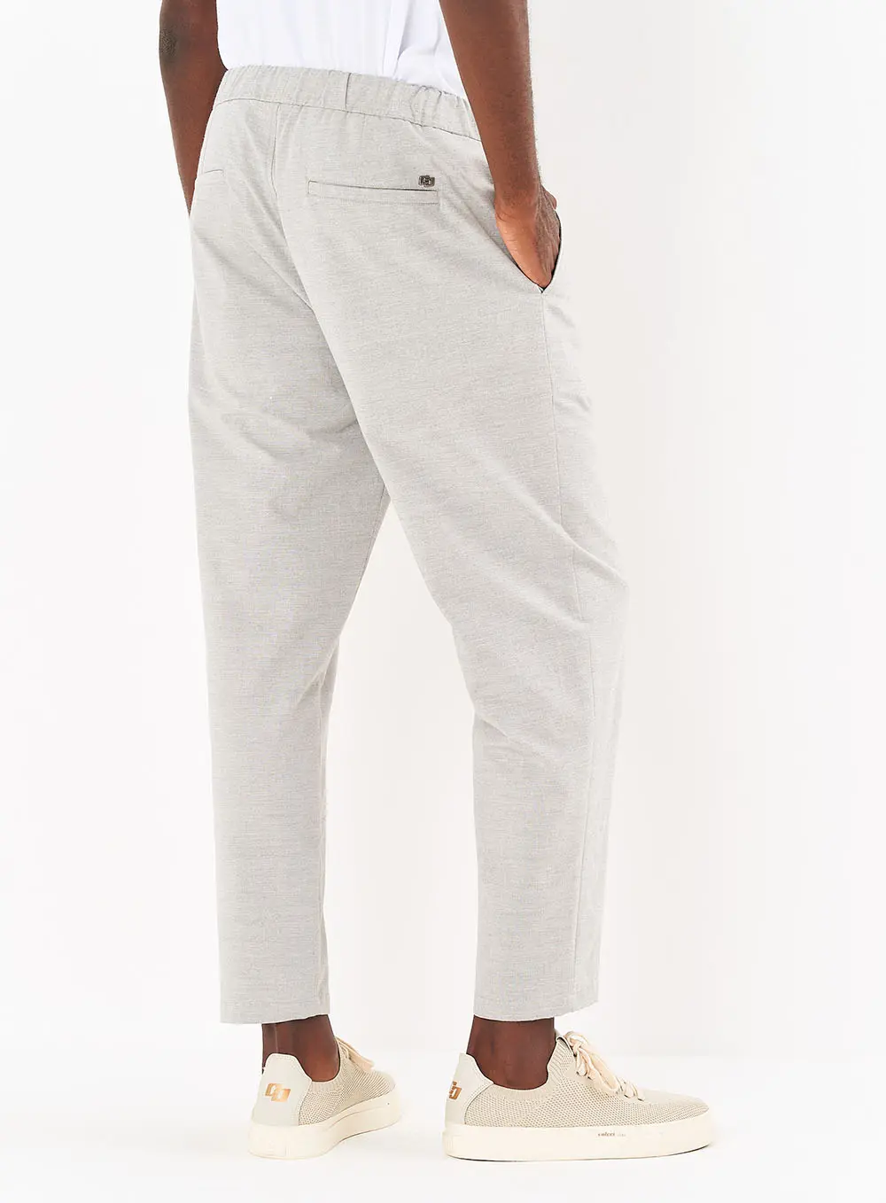 Calça Masculina Reta Comfort Cós Com Elástico Cinza