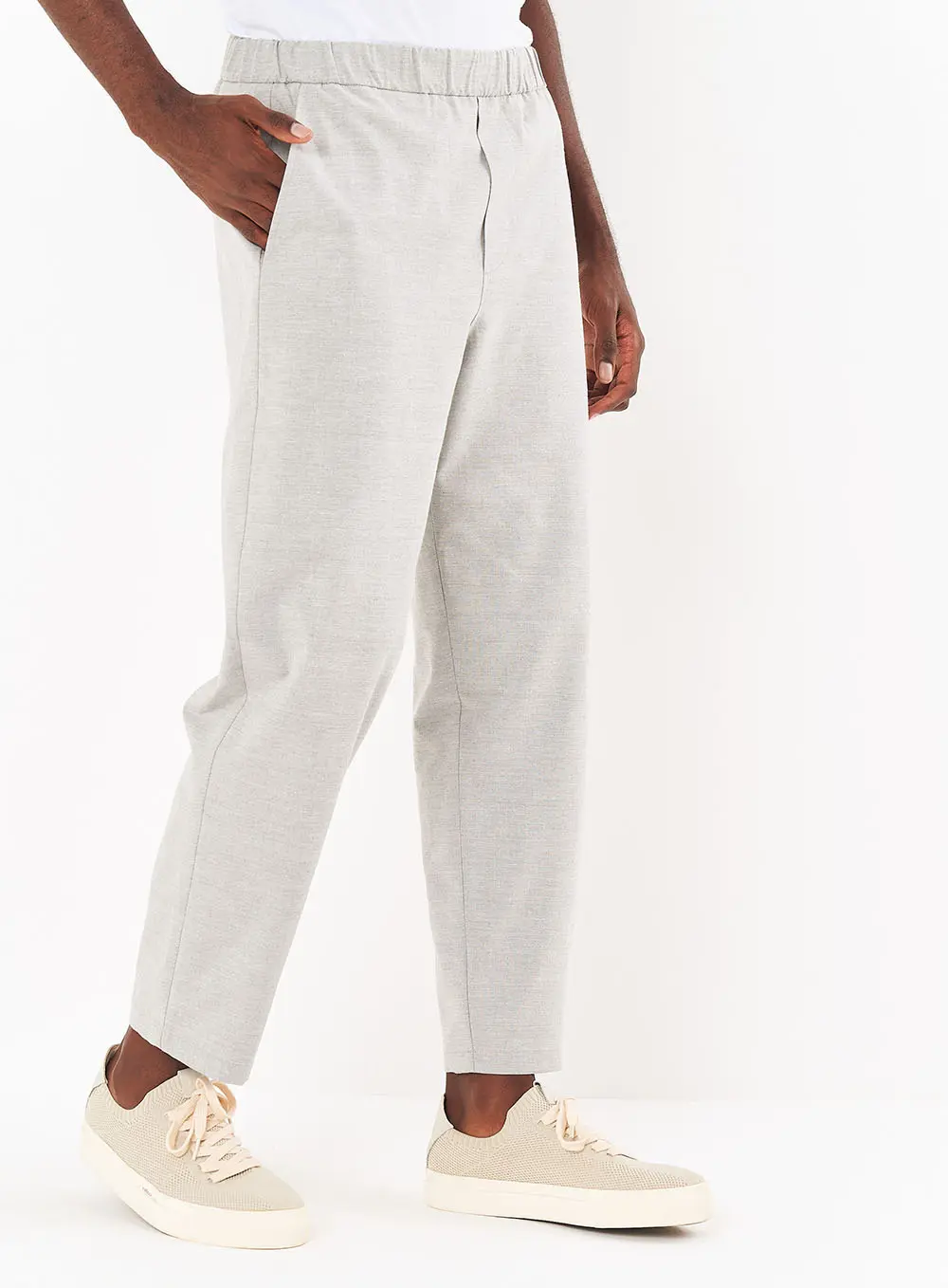 Calça Masculina Reta Comfort Cós Com Elástico Cinza