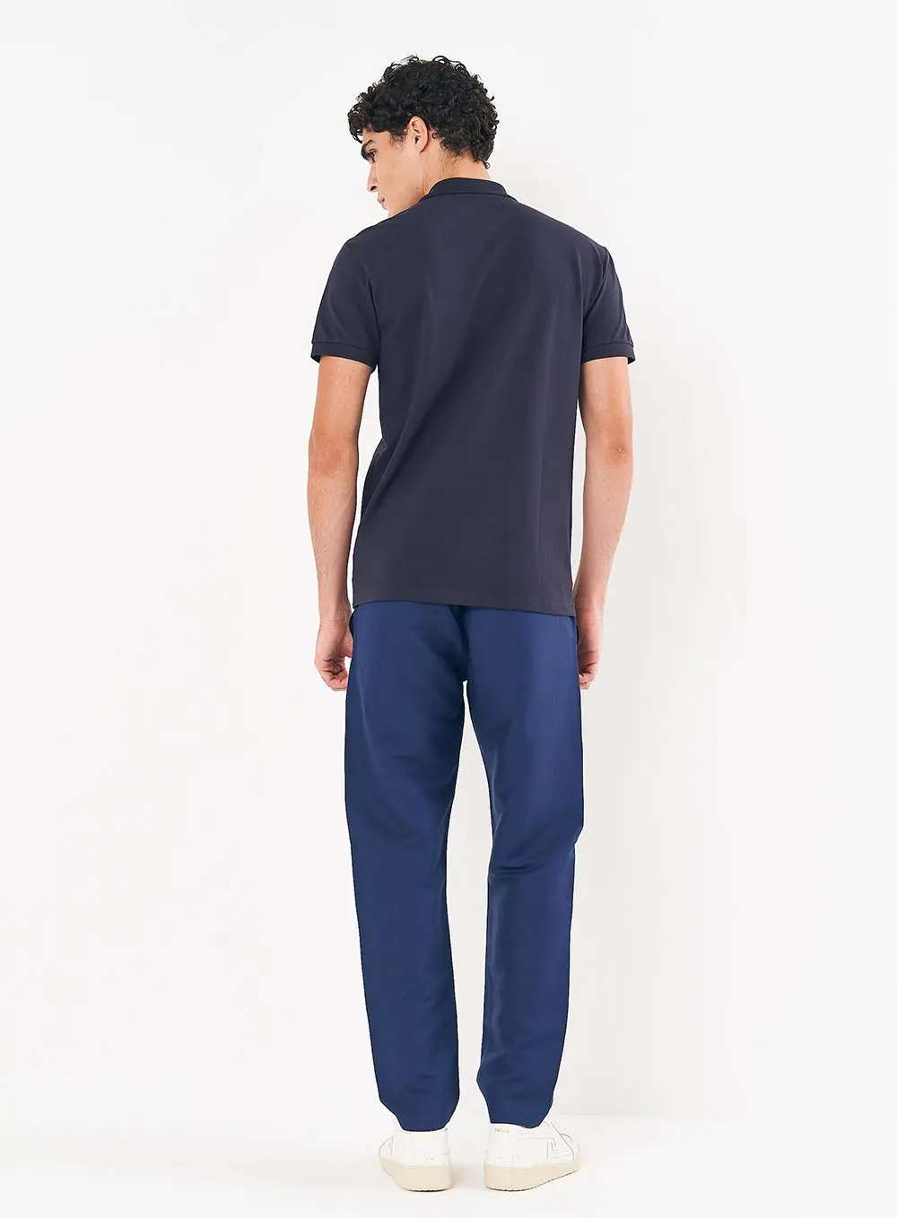 Polo Masculina Reta Manga Curta Azul