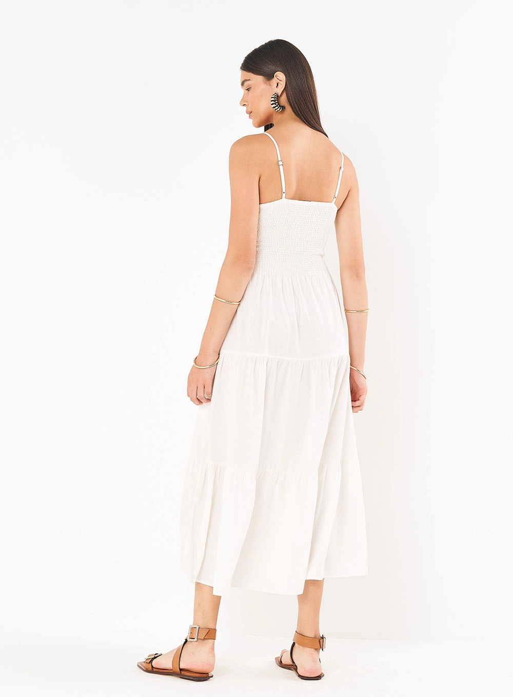 Vestido Midi Com Fluidez Off Shell