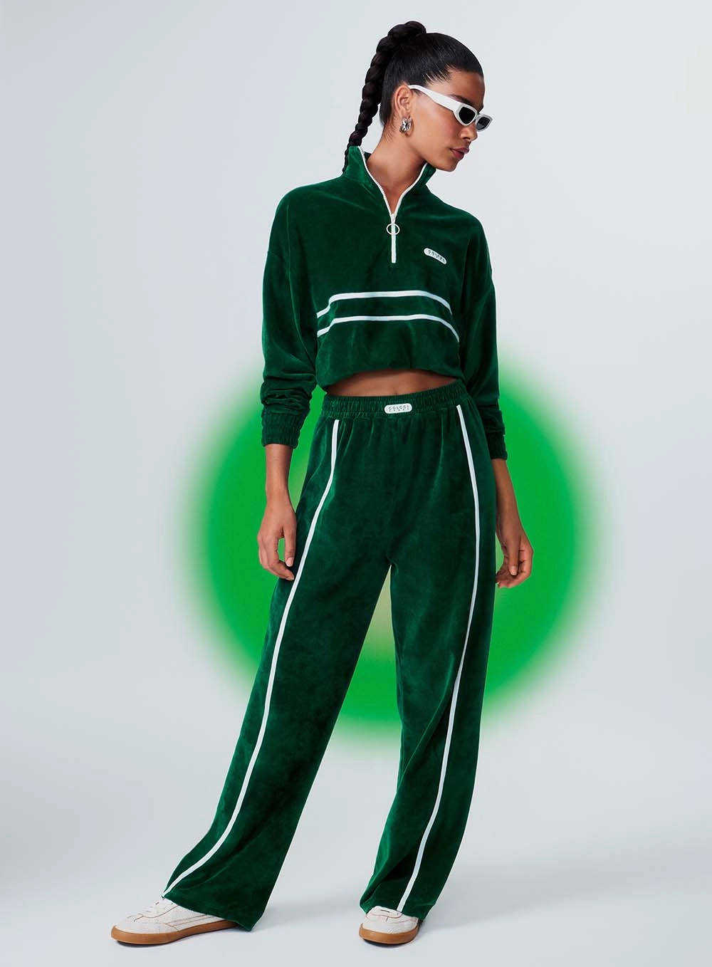 Calça Feminina Plush Wide Leg Comfort Fashion Verde