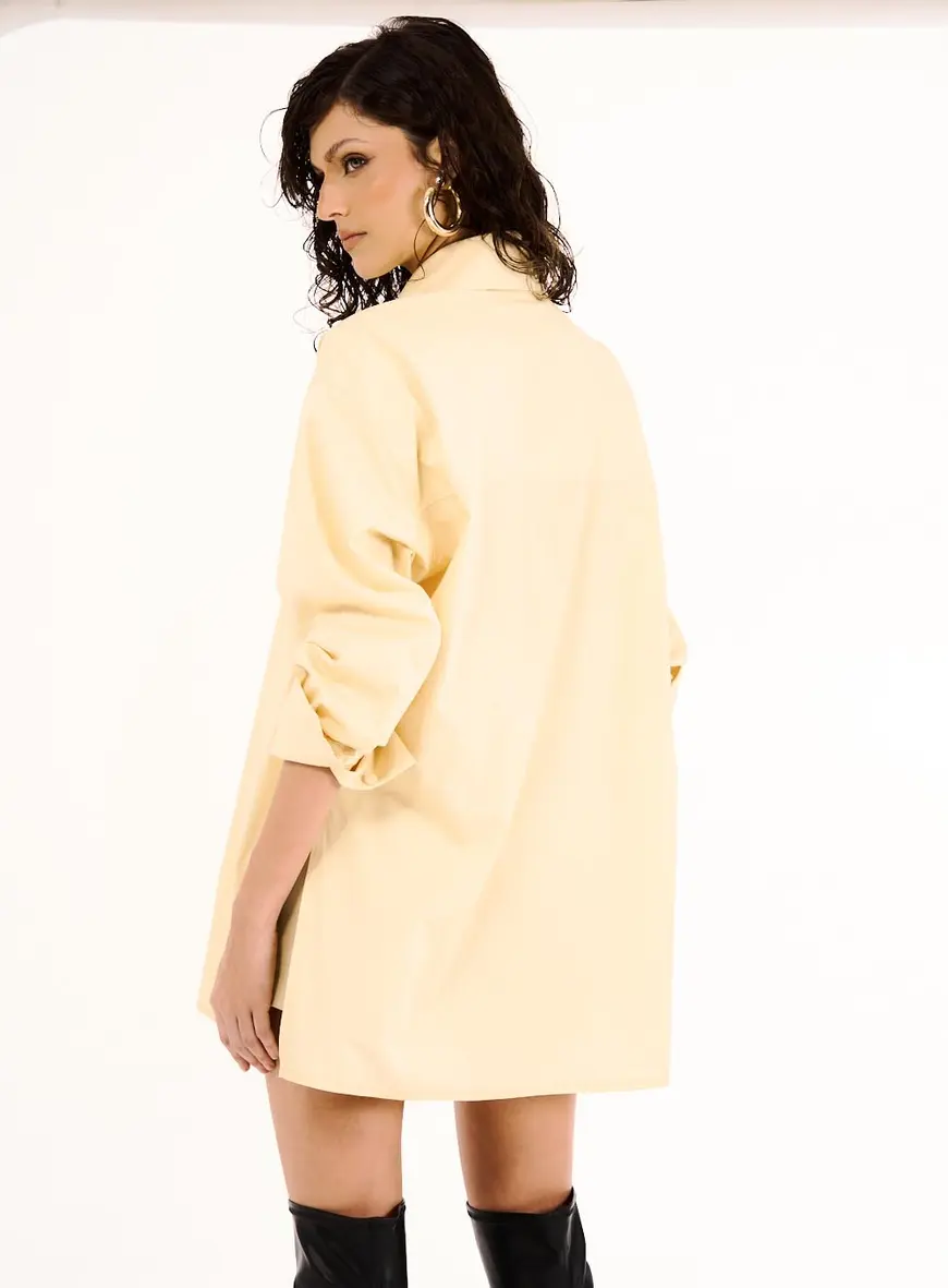 Camisa Feminina Alfaiataria Oversized Amarelo 3