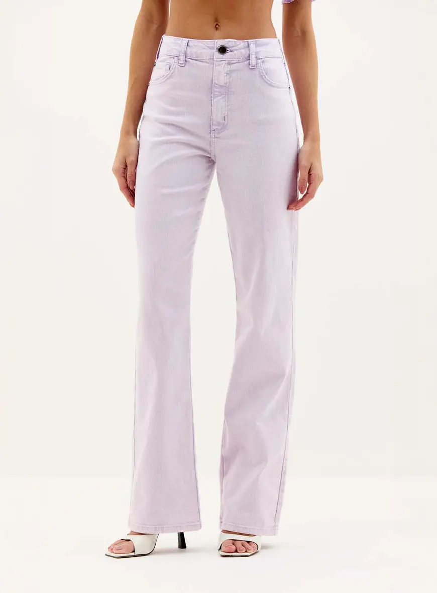 Calça Feminina Sarja Flare Cós Baixo - Laura Roxo 1