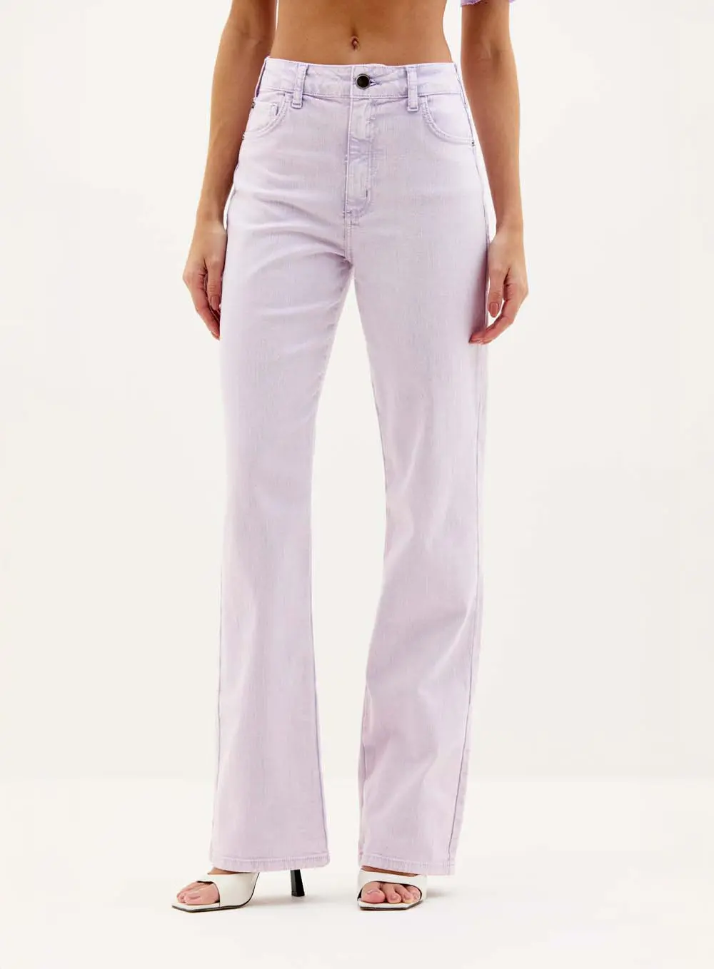 Calça Feminina Sarja Flare Cós Baixo - Laura Roxo 1