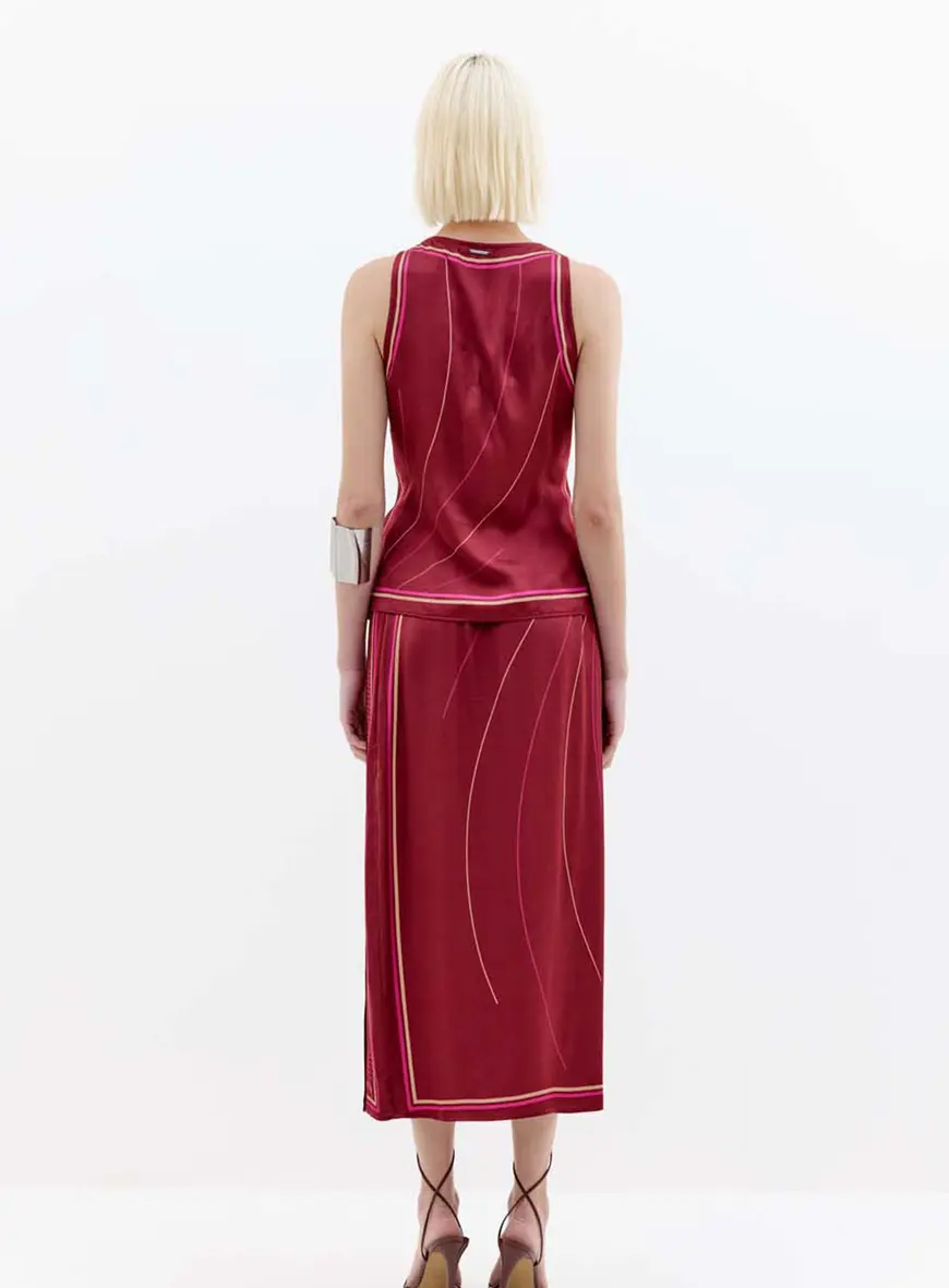 Blusa Feminina Estampada Com Amarração Frontal Bordo 5
