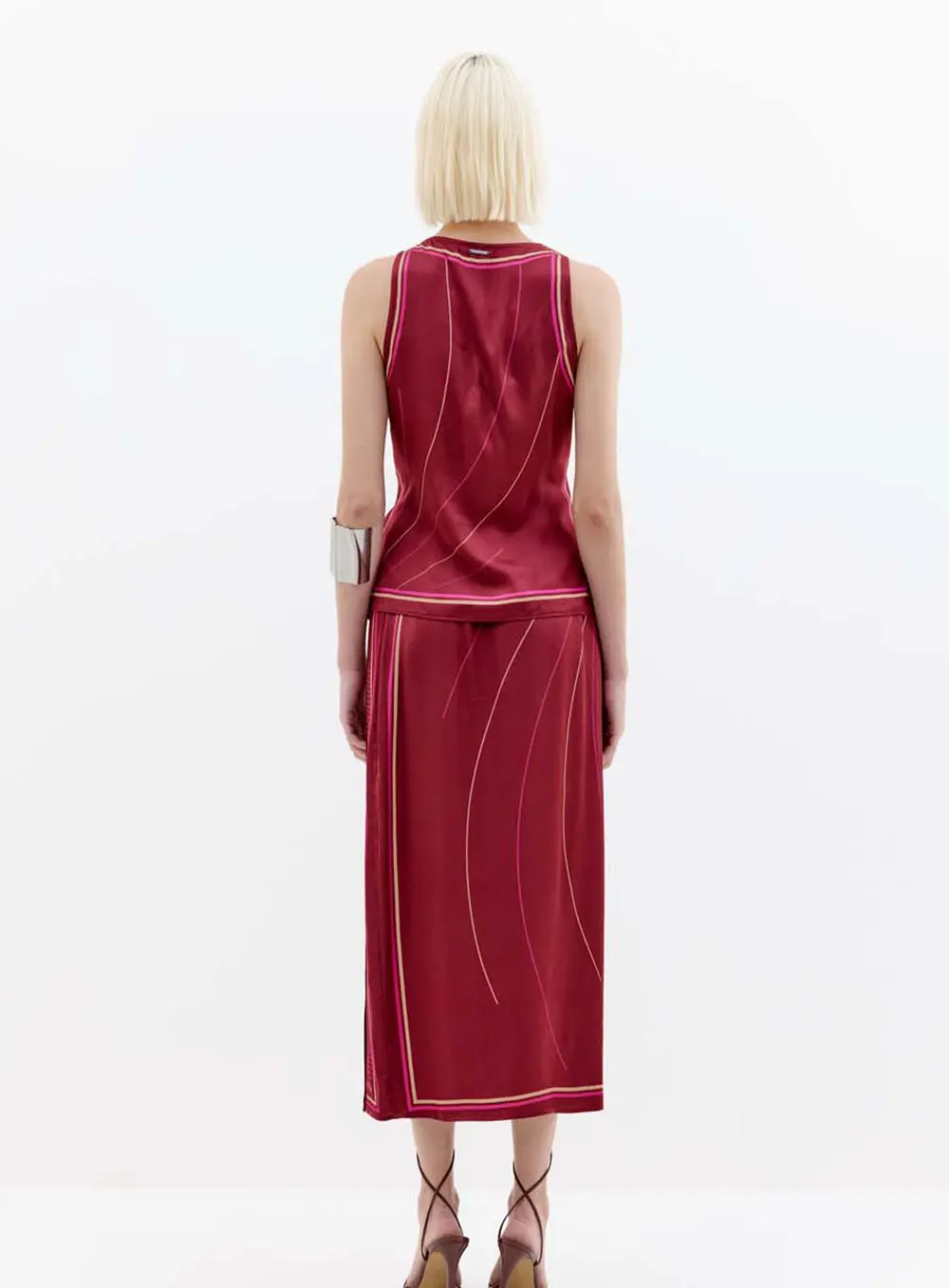 Blusa Feminina Estampada Com Amarração Frontal Bordo 5