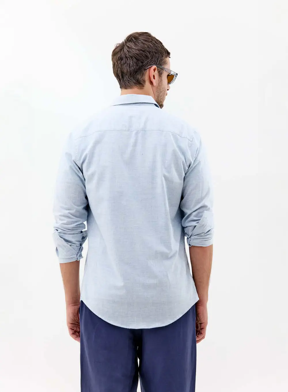 Camisa Masculina Casual Manga Longa Azul 2