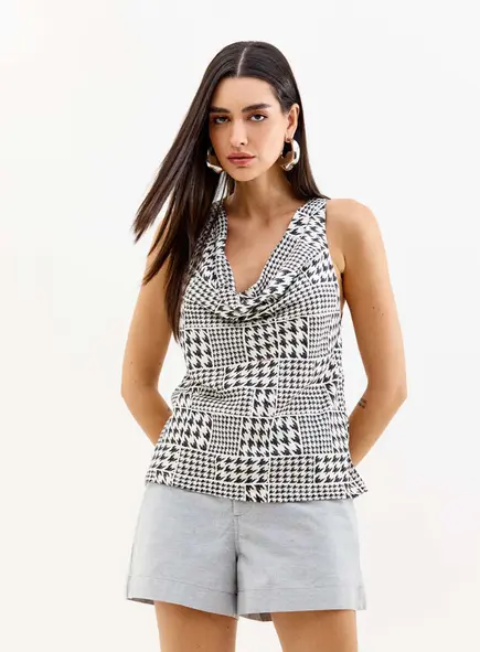Blusa Feminina Estampada Decote Degagê