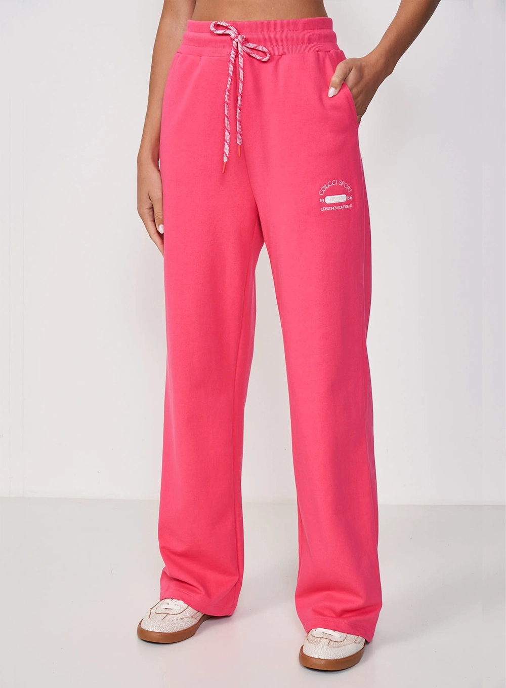 Calça Moletom Wide Leg Fashion Comfort Rosa