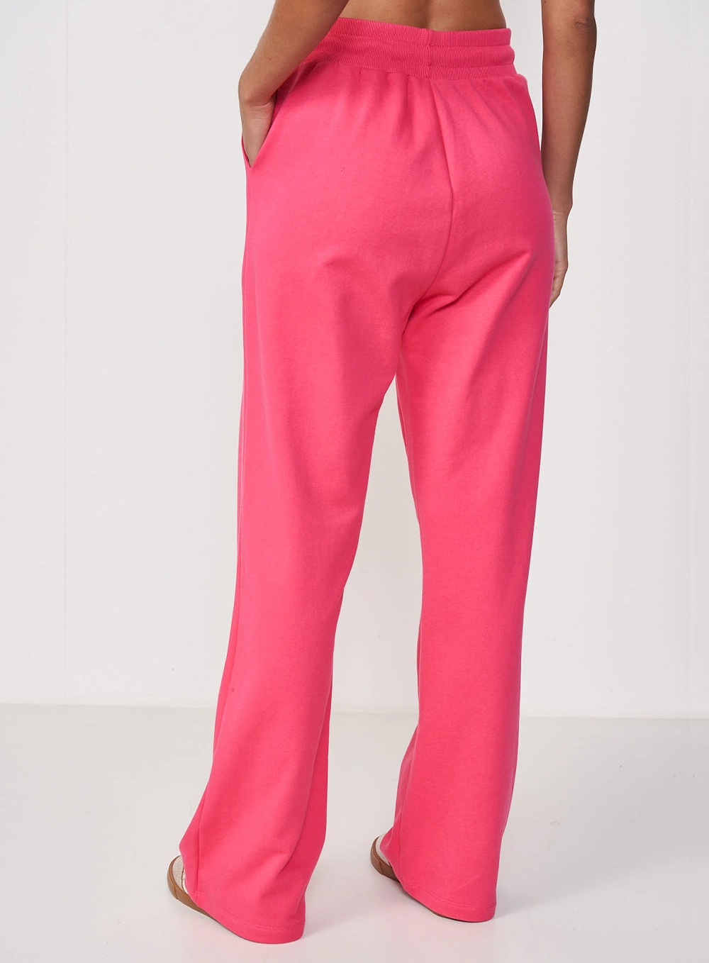 Calça Moletom Wide Leg Fashion Comfort Rosa
