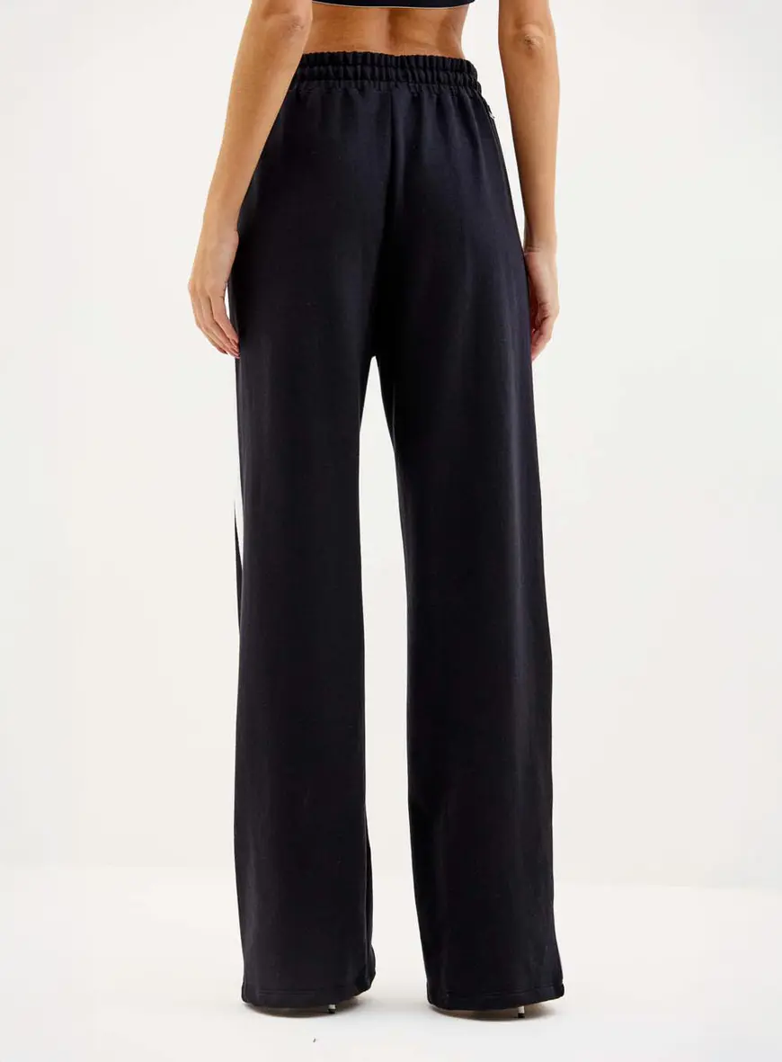 Calça Feminina Reta Contraste E Amarração Preto 4