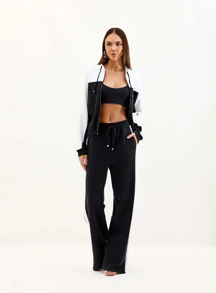 Calça Feminina Reta Contraste E Amarração