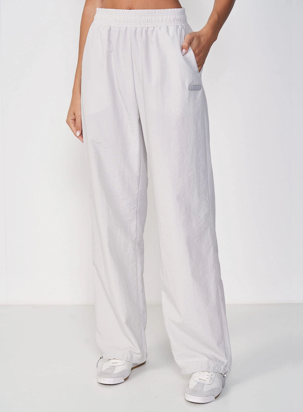 Calça Feminina Nylon Comfort Wide Leg Regulável Cinza