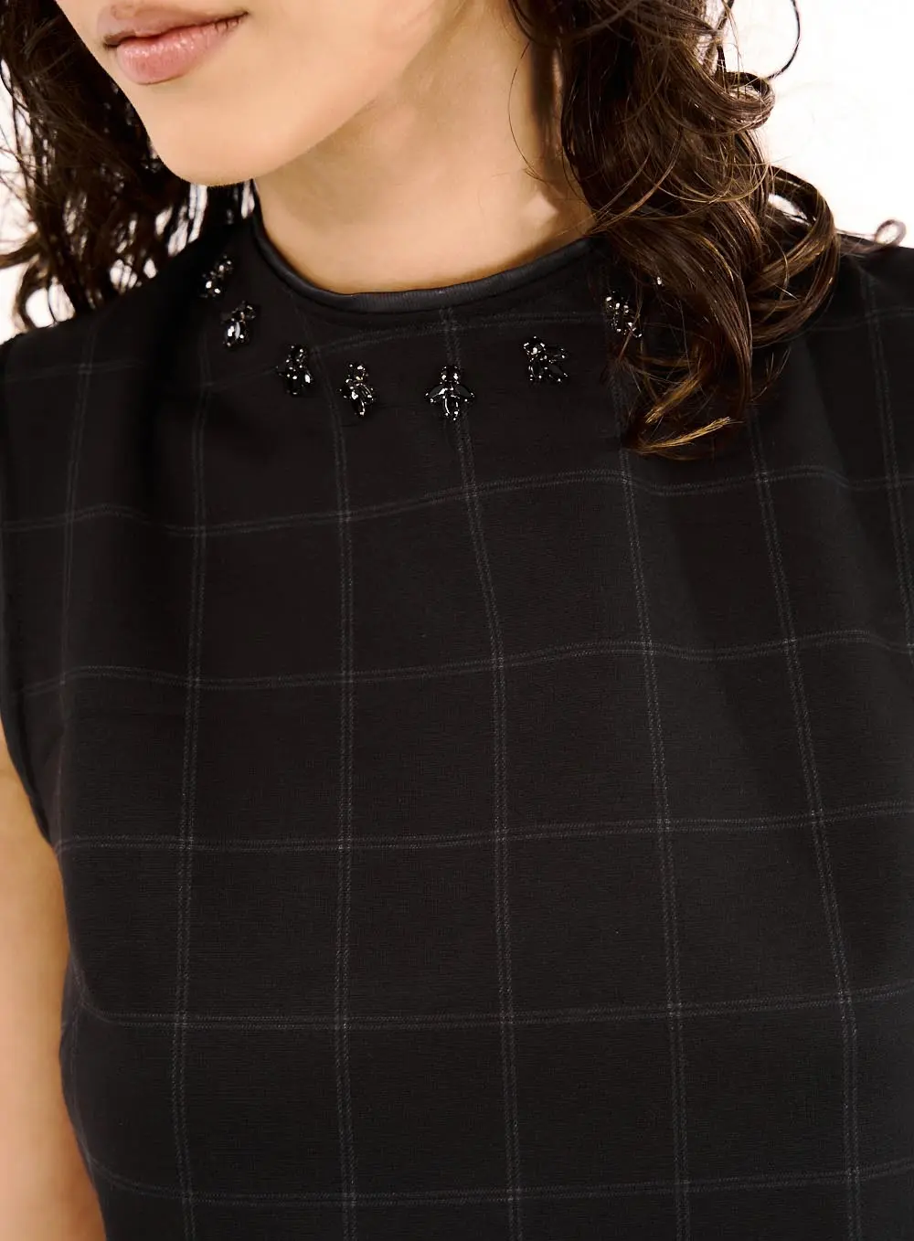 Blusa Feminina Xadrez Com Aplicação Estampados 2