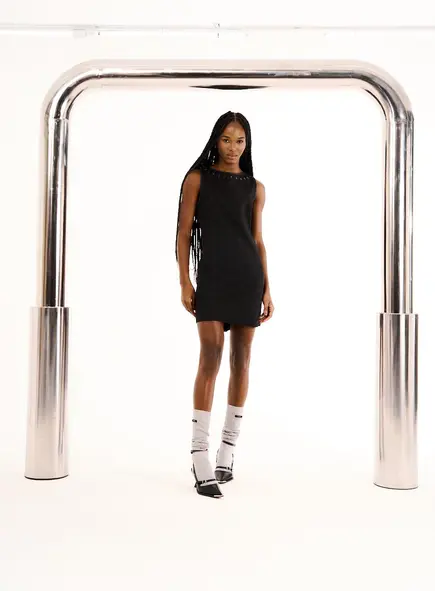 Vestido Mini Xadrez Com Aplicação