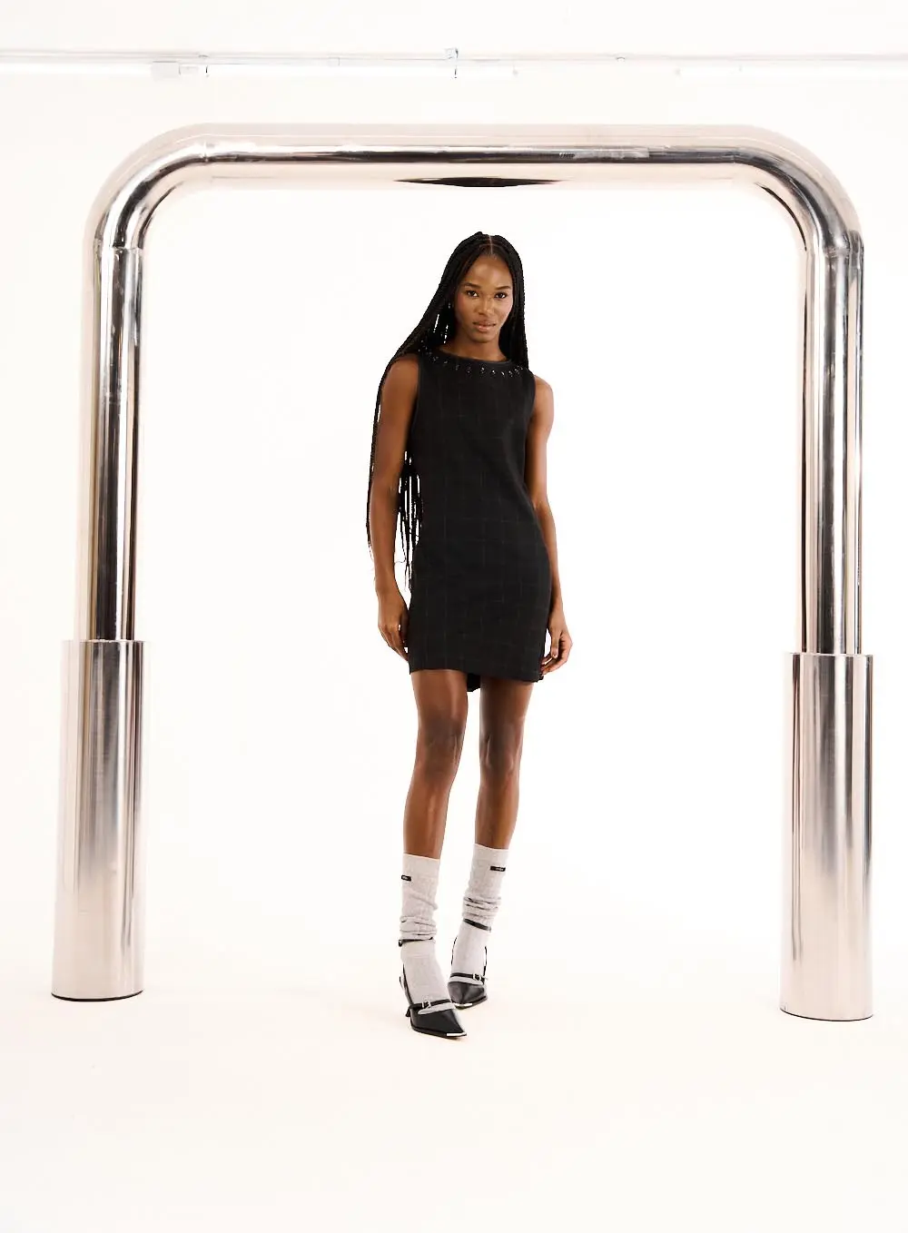 Vestido Mini Xadrez Com Aplicação Estampados 1