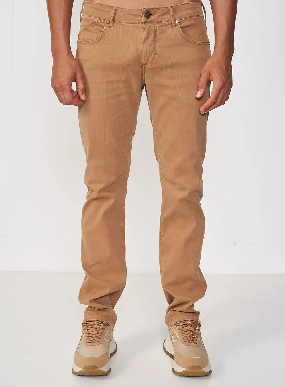 Calça Masculina Sarja Slim Alex Marrom Goldbit