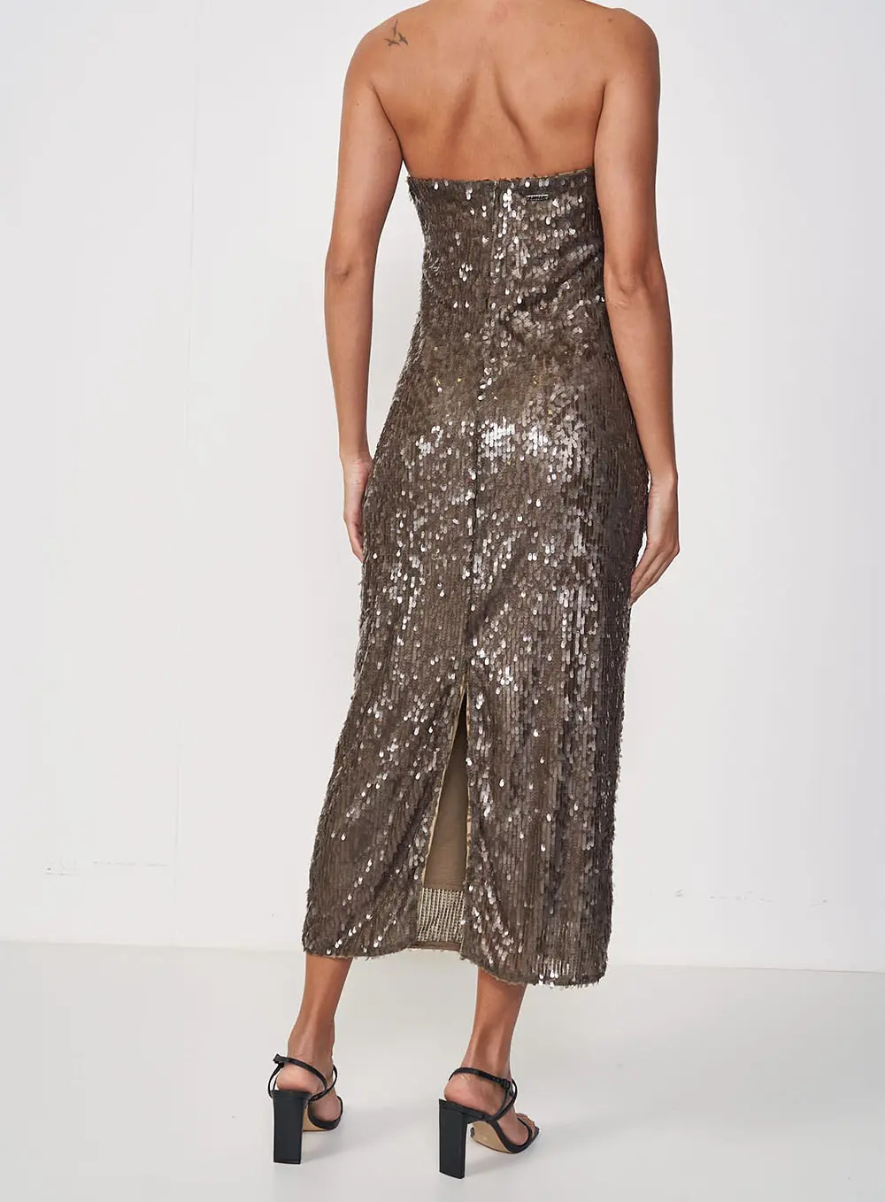 Vestido Paetê Bege Misk