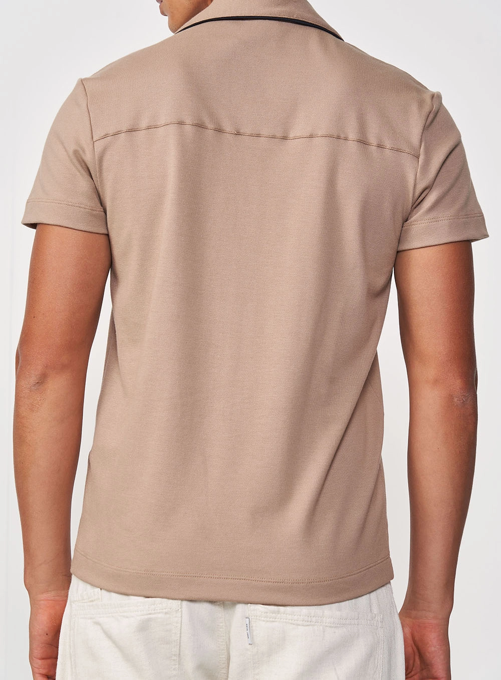 Camisa Polo Masculina Reta Basic Bege Sand Castle